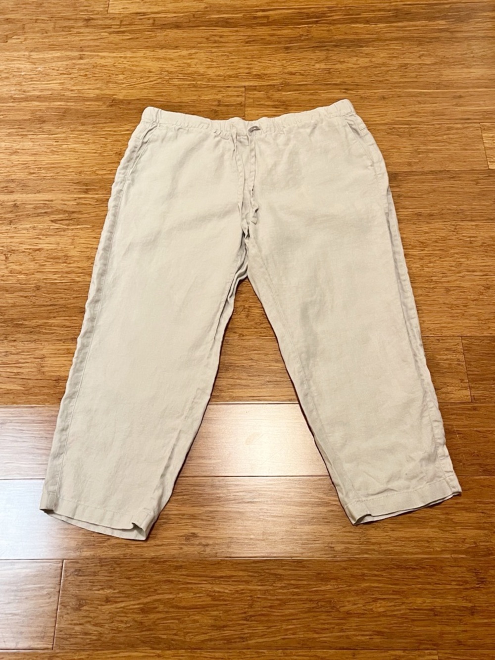 Pure Jill J. Jill Linen Drawstring Elastic Waist Cropped Pants w/ Pockets. Large - Picture 8 of 12
